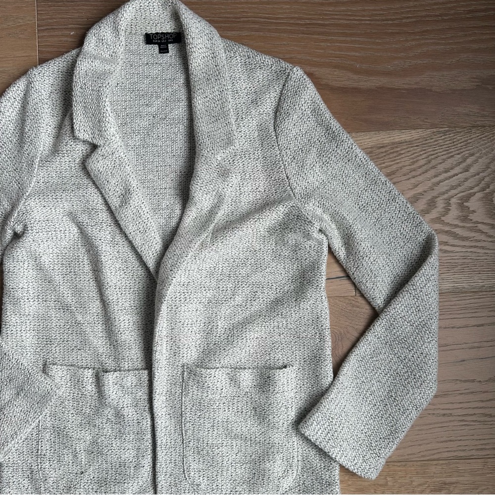 TopShop Sweater Blazer Cardigan White with Black 2 - Picture 5 of 8